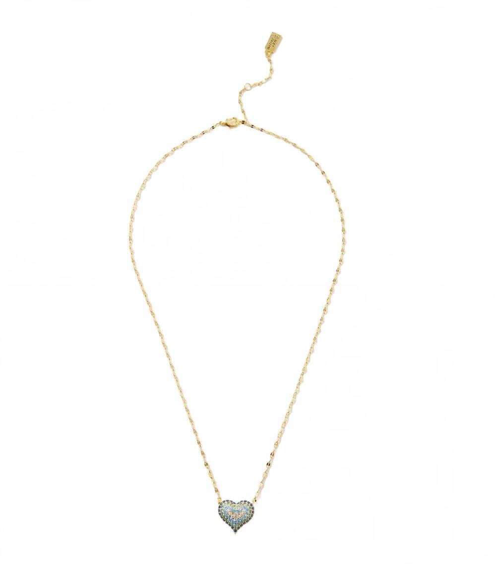 NEW NATIVE GEM women's ombré crystal heart necklace in blue